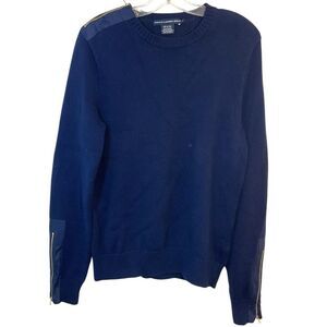 Ralph Lauren golf ladies sweater blue gold large zipper patch academia casual